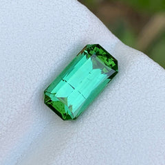 2.70 Carats Bluish Green Tourmaline Emerald Shape - Natural Loose Gemstone For Jewelry Making