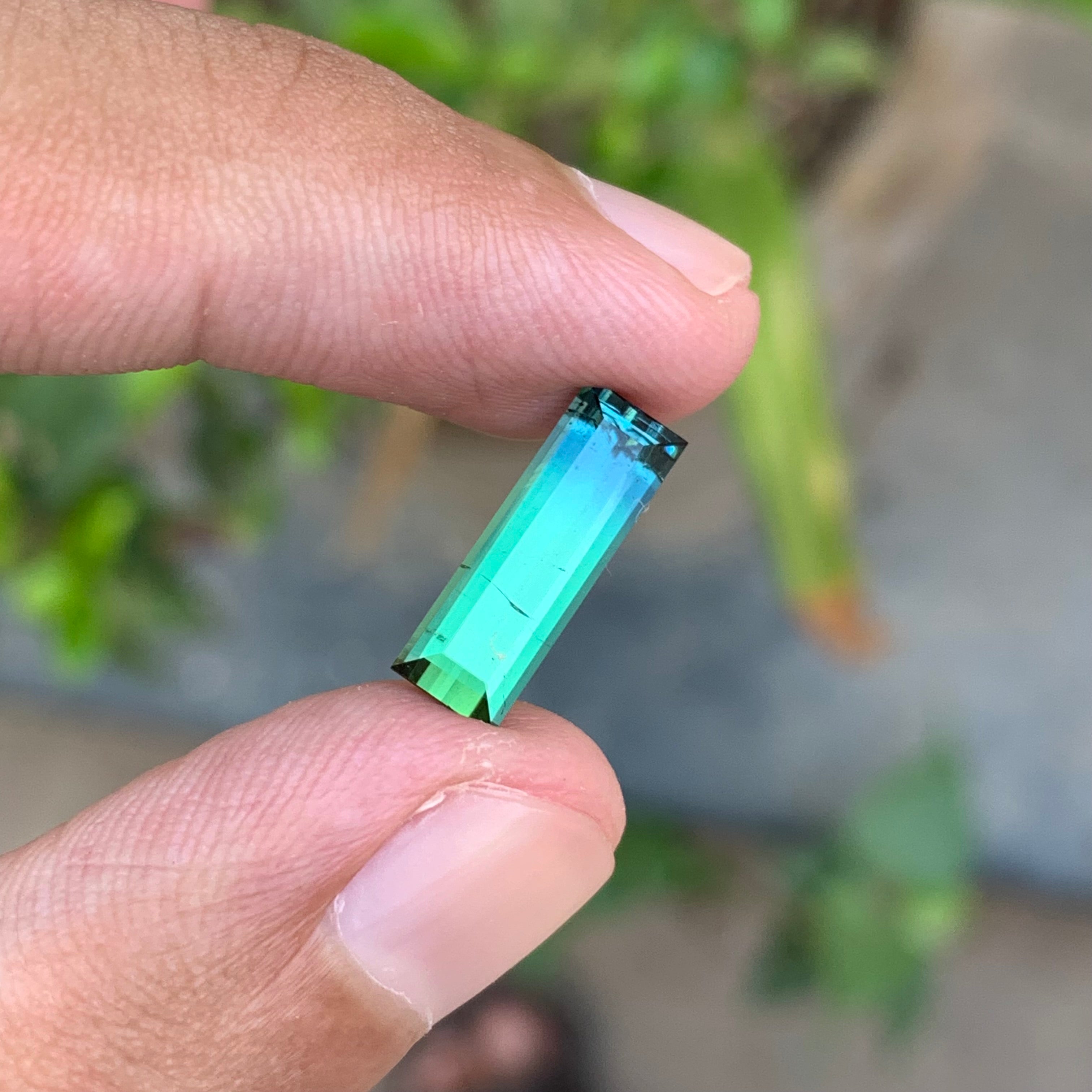2.70 Carats Bicolor Tourmaline Baguette Cut - Natural Loose Gemstone