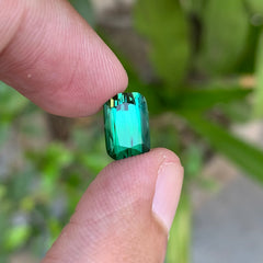 3.45 Carats Natural Bluish Green Tourmaline Cushion Shape Loupe Clean Stone