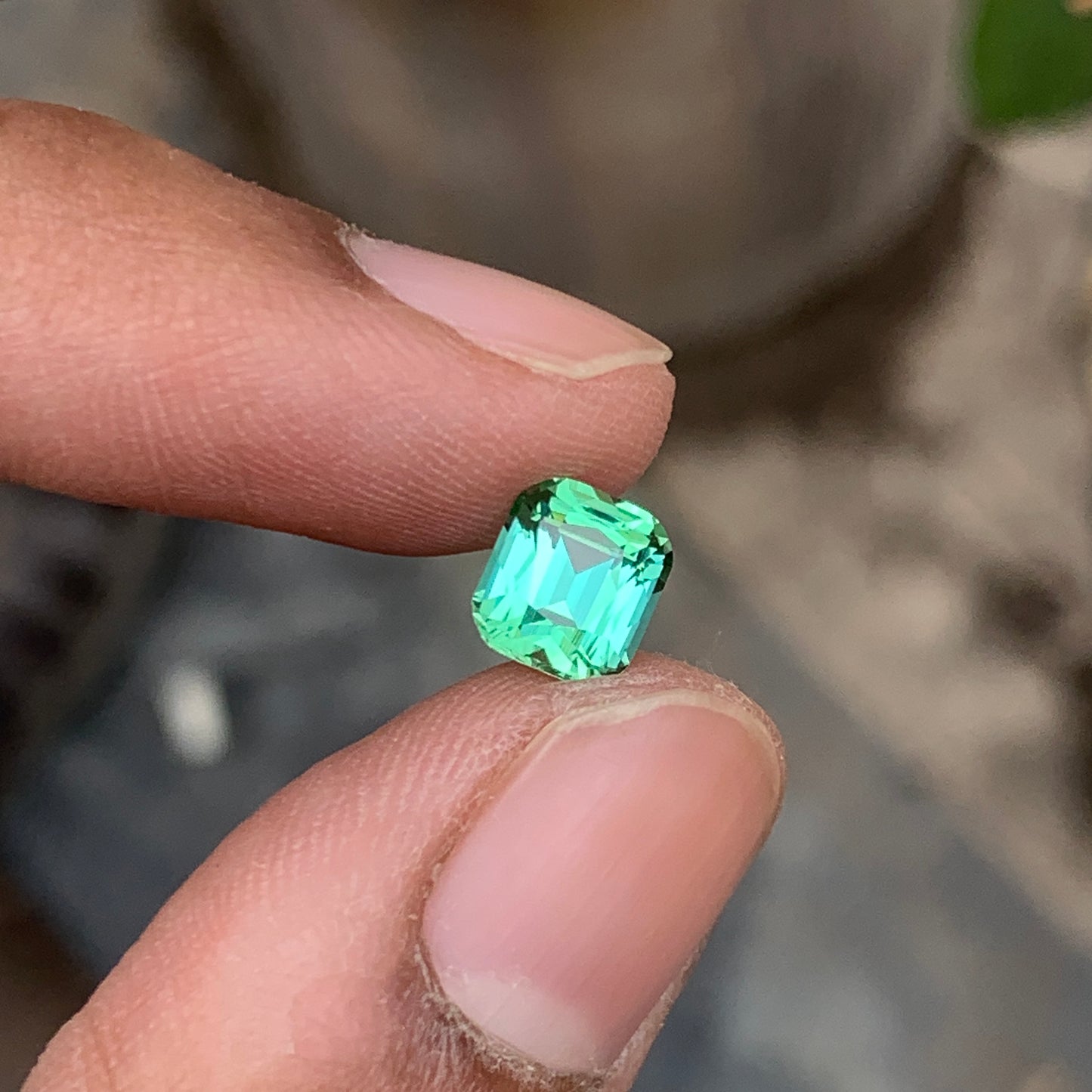 Lustrous Cushion Cut Lagoon Green Tourmaline