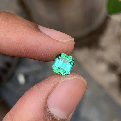 Lustrous Cushion Cut Lagoon Green Tourmaline