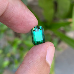 3.45 Carats Natural Bluish Green Tourmaline Cushion Shape Loupe Clean Stone