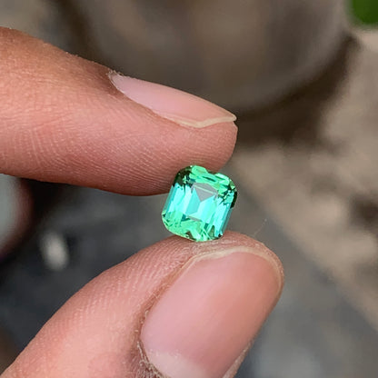 Lustrous Cushion Cut Lagoon Green Tourmaline