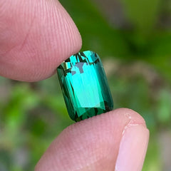 3.45 Carats Natural Bluish Green Tourmaline Cushion Shape Loupe Clean Stone