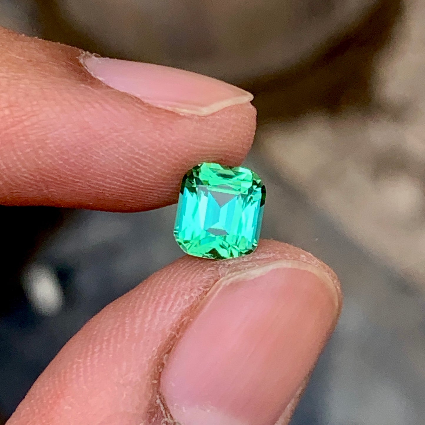 Lustrous Cushion Cut Lagoon Green Tourmaline
