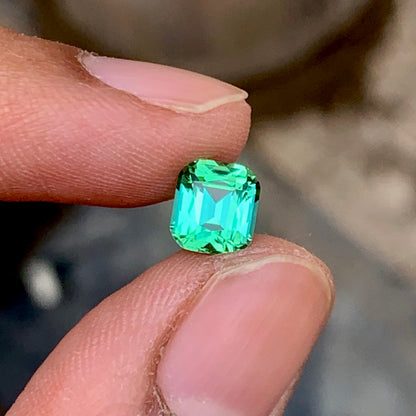 Lustrous Cushion Cut Lagoon Green Tourmaline