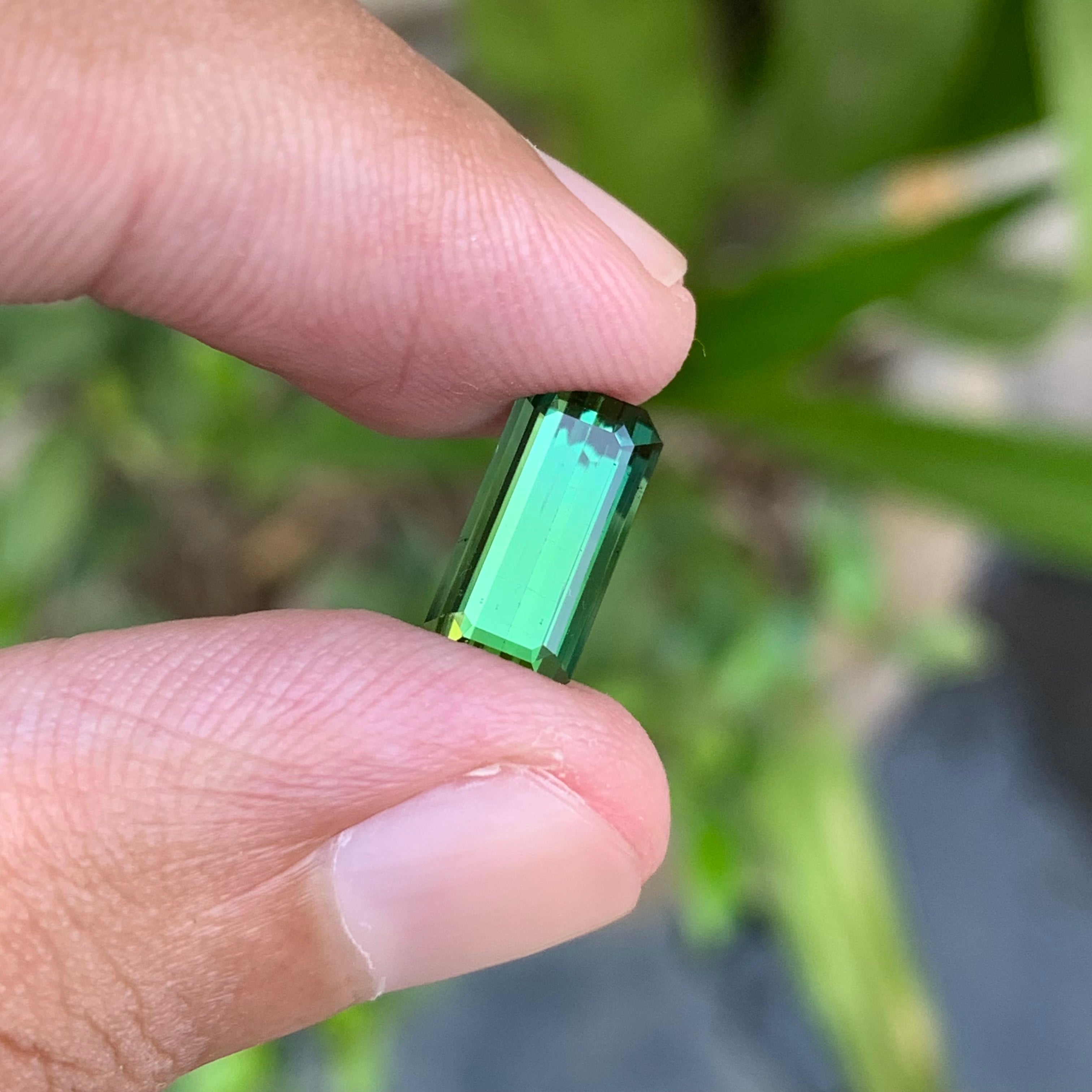 2.70 Carats Forest Green Tourmaline Stone Emerald Shape - Natura Loose Stone