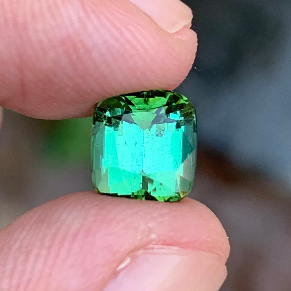 2.70 Carats Natural Lagoon Shade Green Tourmaline Cushion Shape Gemstone