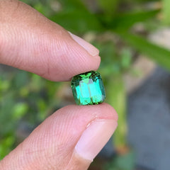 2.70 Carats Natural Lagoon Shade Green Tourmaline Cushion Shape Gemstone