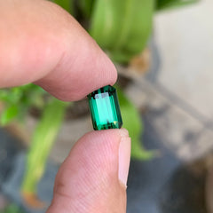 Natural Bluish Green Tourmaline Gemstone | Emerald Cut 2.65 Ct, October Birthstone for Jewelry