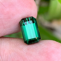Natural Bluish Green Tourmaline Gemstone | Emerald Cut 2.65 Ct, October Birthstone for Jewelry