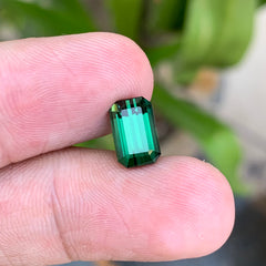 Natural Bluish Green Tourmaline Gemstone | Emerald Cut 2.65 Ct, October Birthstone for Jewelry