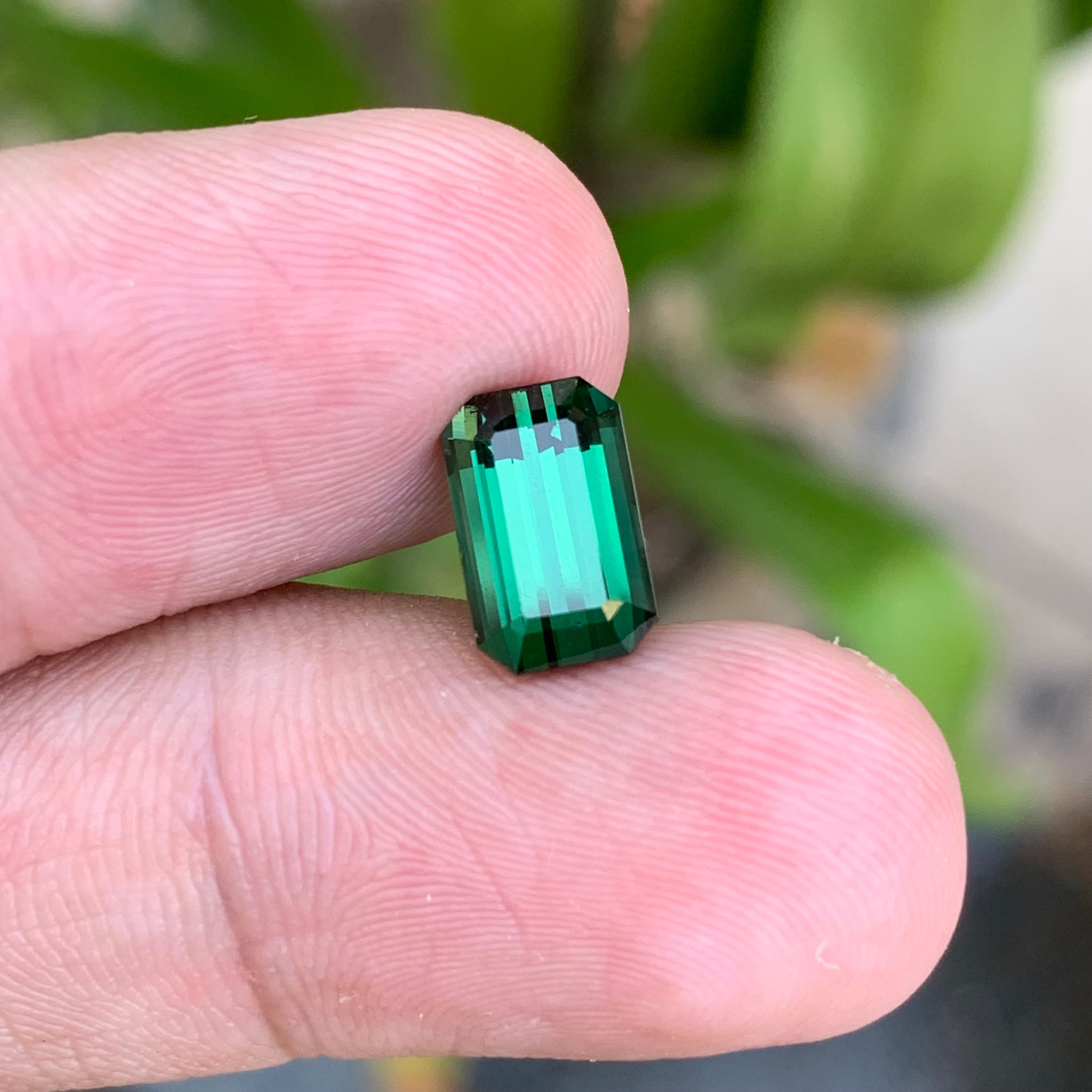 Natural Bluish Green Tourmaline Gemstone | Emerald Cut 2.65 Ct, October Birthstone for Jewelry