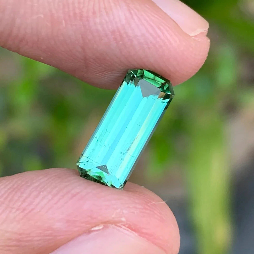 2.50 Carats Bluish Green Tourmaline Natural Loose Emerald Cut Stone