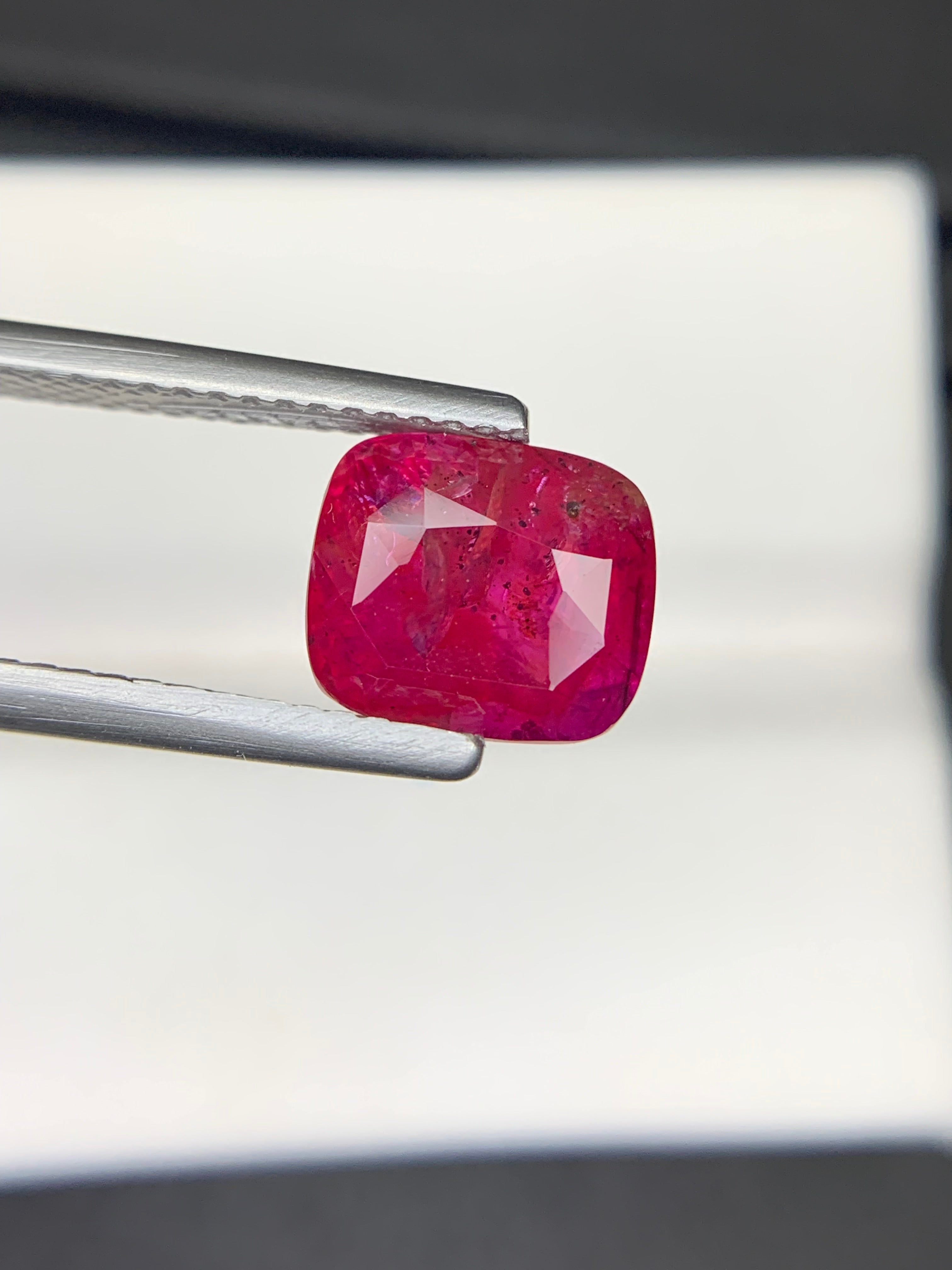 4.61 Carats Natural Cushion Shape Purplish Red Mozambique Ruby With Complete Certification