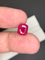 4.61 Carats Natural Cushion Shape Purplish Red Mozambique Ruby With Complete Certification