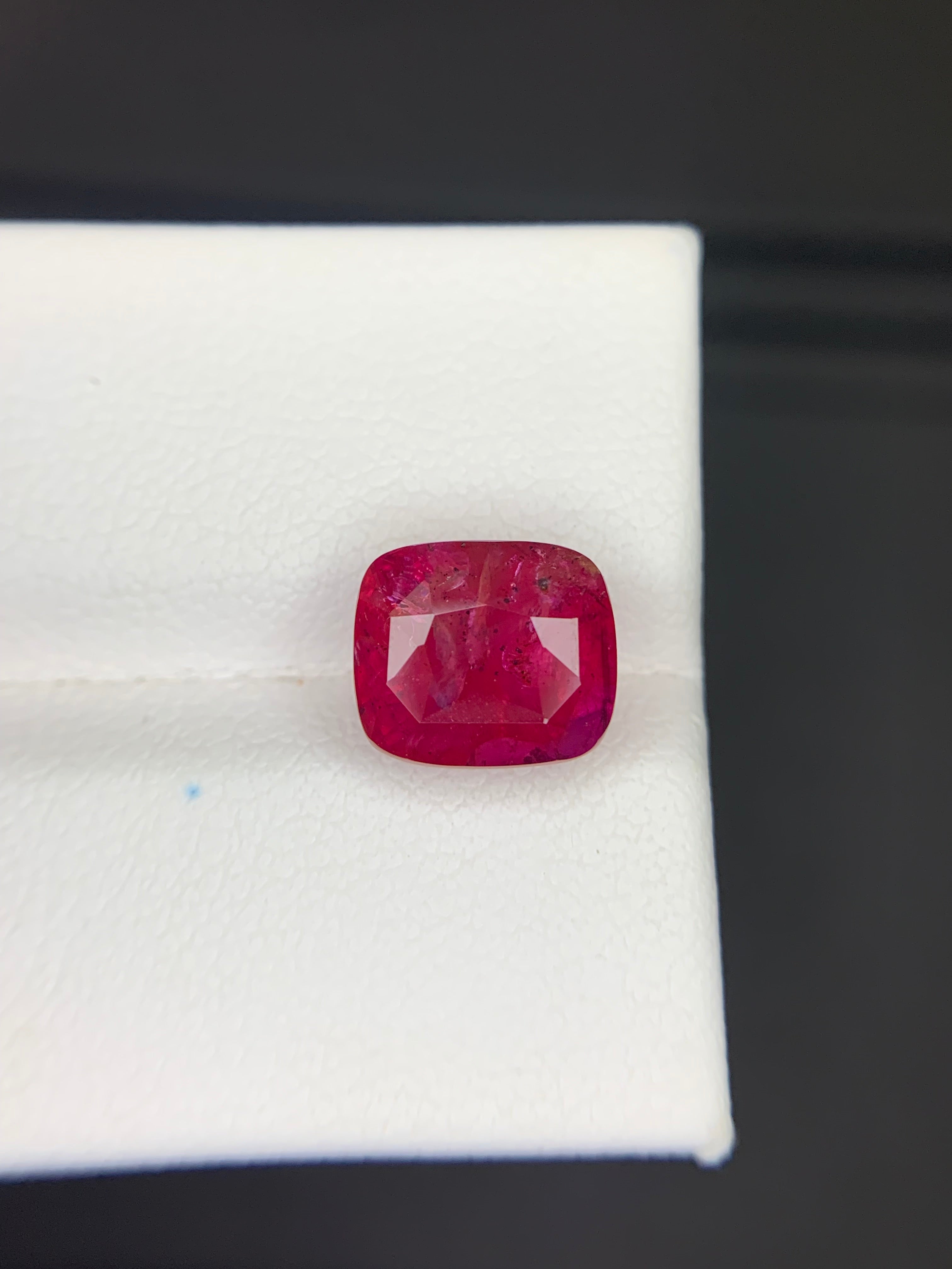 4.61 Carats Natural Cushion Shape Purplish Red Mozambique Ruby With Complete Certification