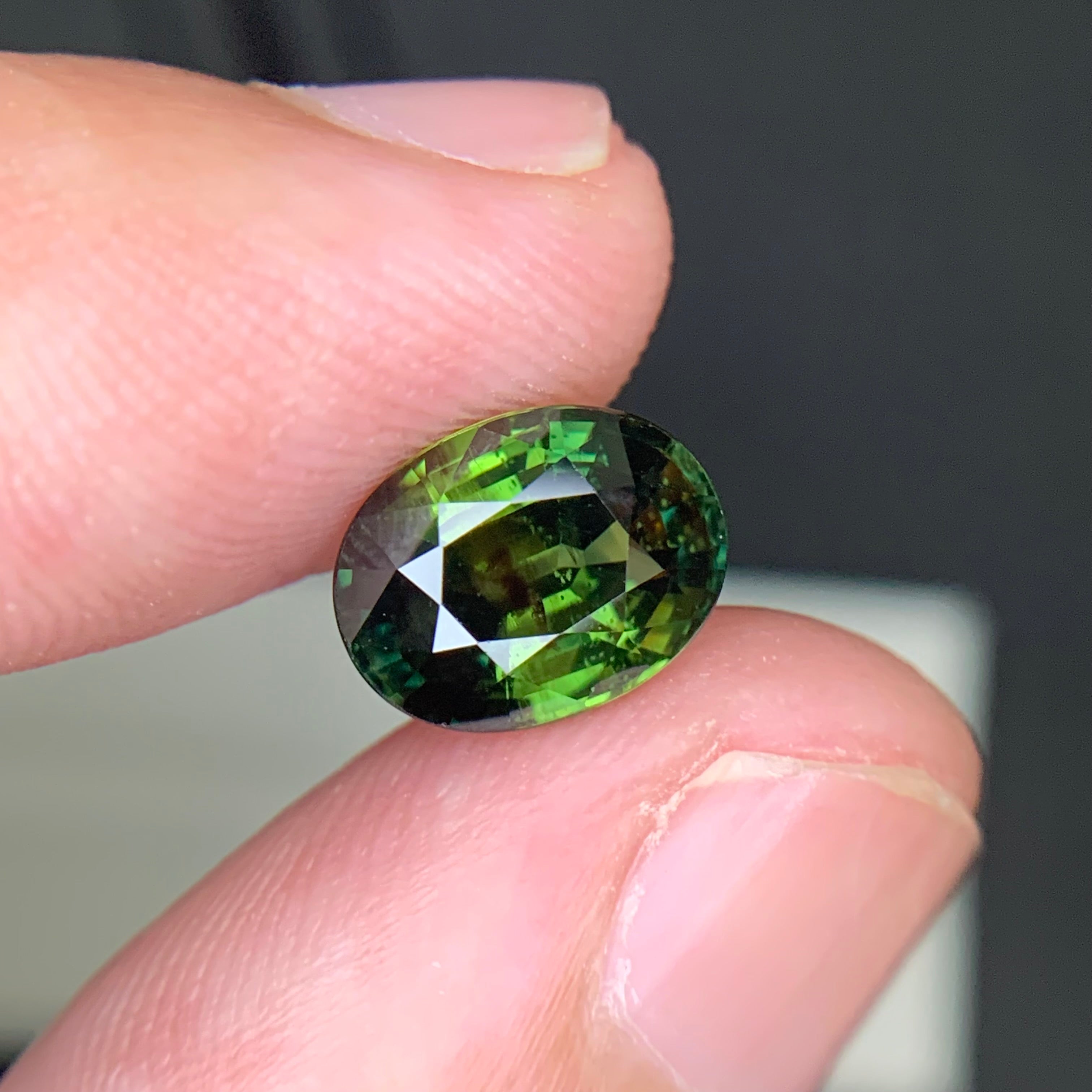 3.29 Carats Natural Green Sapphire Oval Cut Stone From Madagascar