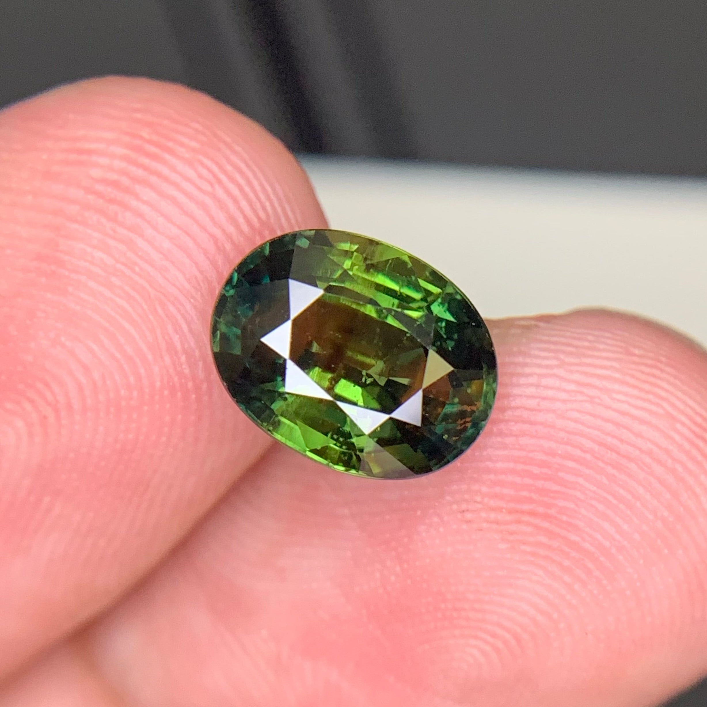 3.29 Carats Natural Green Sapphire Oval Cut Stone From Madagascar