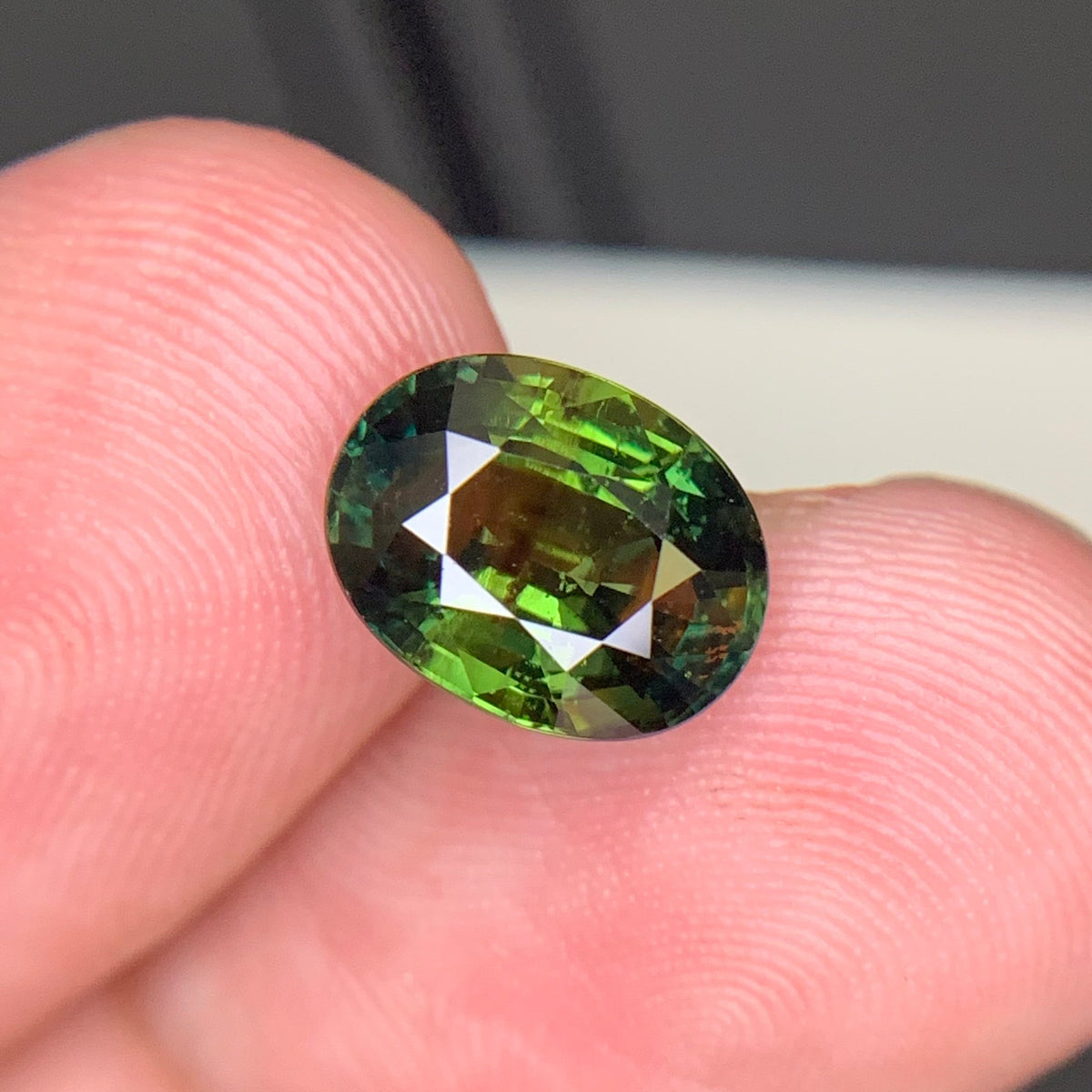 3.29 Carats Natural Green Sapphire Oval Cut Stone From Madagascar
