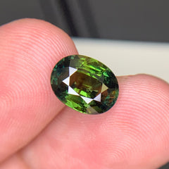 3.29 Carats Natural Green Sapphire Oval Cut Stone From Madagascar