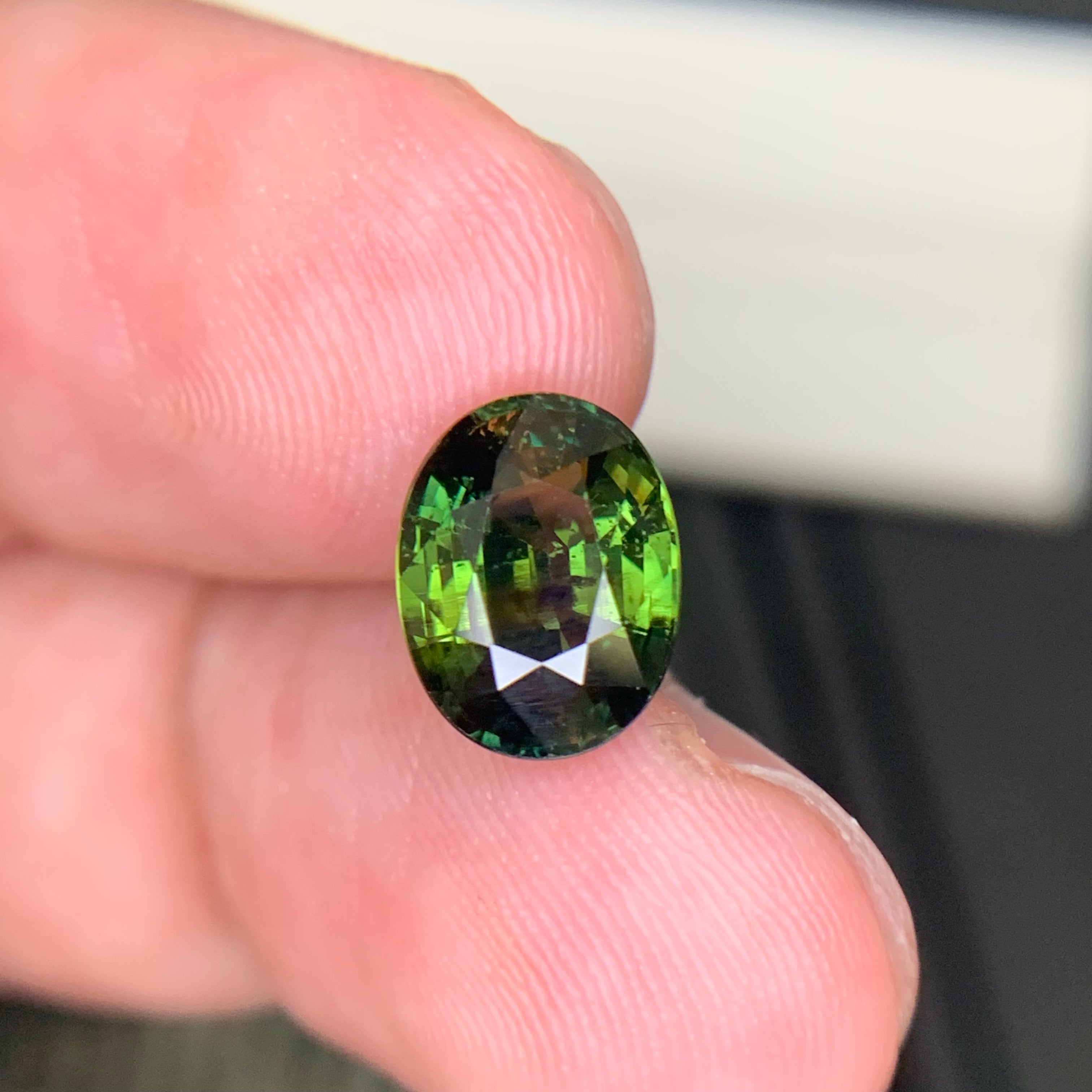 3.29 Carats Natural Green Sapphire Oval Cut Stone From Madagascar