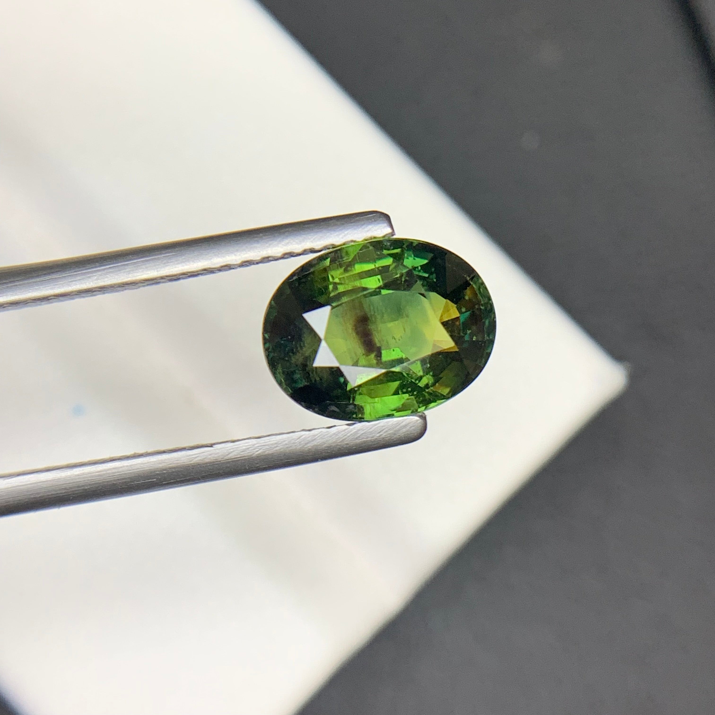 3.29 Carats Natural Green Sapphire Oval Cut Stone From Madagascar