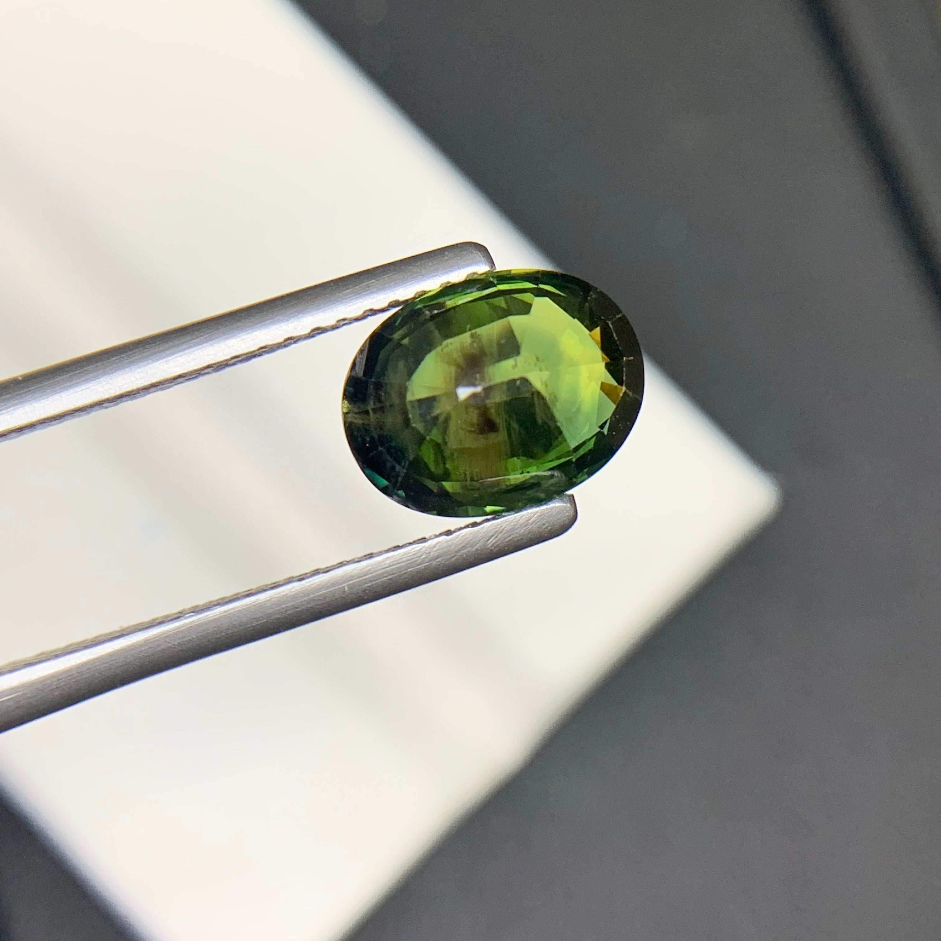 3.29 Carats Natural Green Sapphire Oval Cut Stone From Madagascar