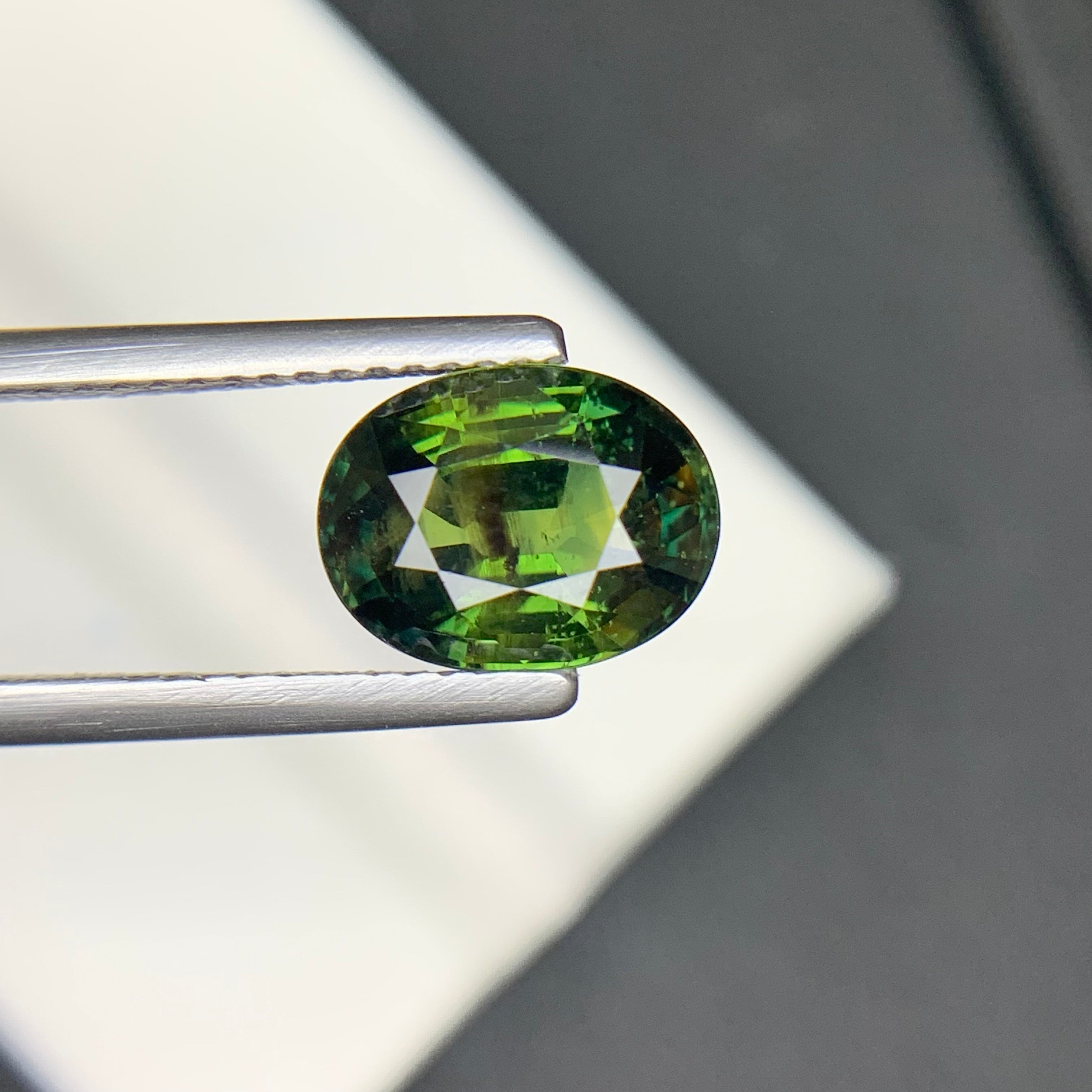 3.29 Carats Natural Green Sapphire Oval Cut Stone From Madagascar