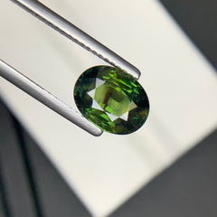 3.29 Carats Natural Green Sapphire Oval Cut Stone From Madagascar