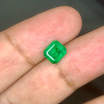 1.35 Carat Natural Swat Emerald – Emerald Cut Rich Green Pakistani Gemstone
