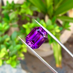 13.25 Carats Loose Amethyst Emerald Cut African Gemstone