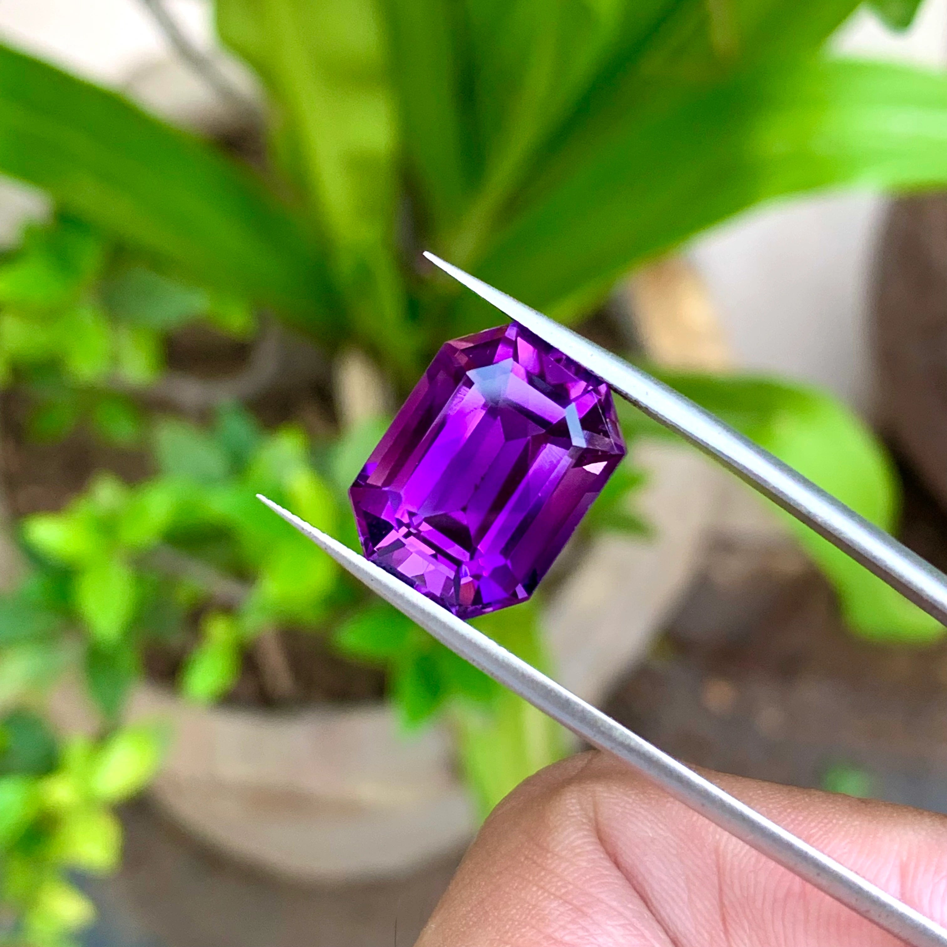 13.25 Carats Loose Amethyst Emerald Cut African Gemstone