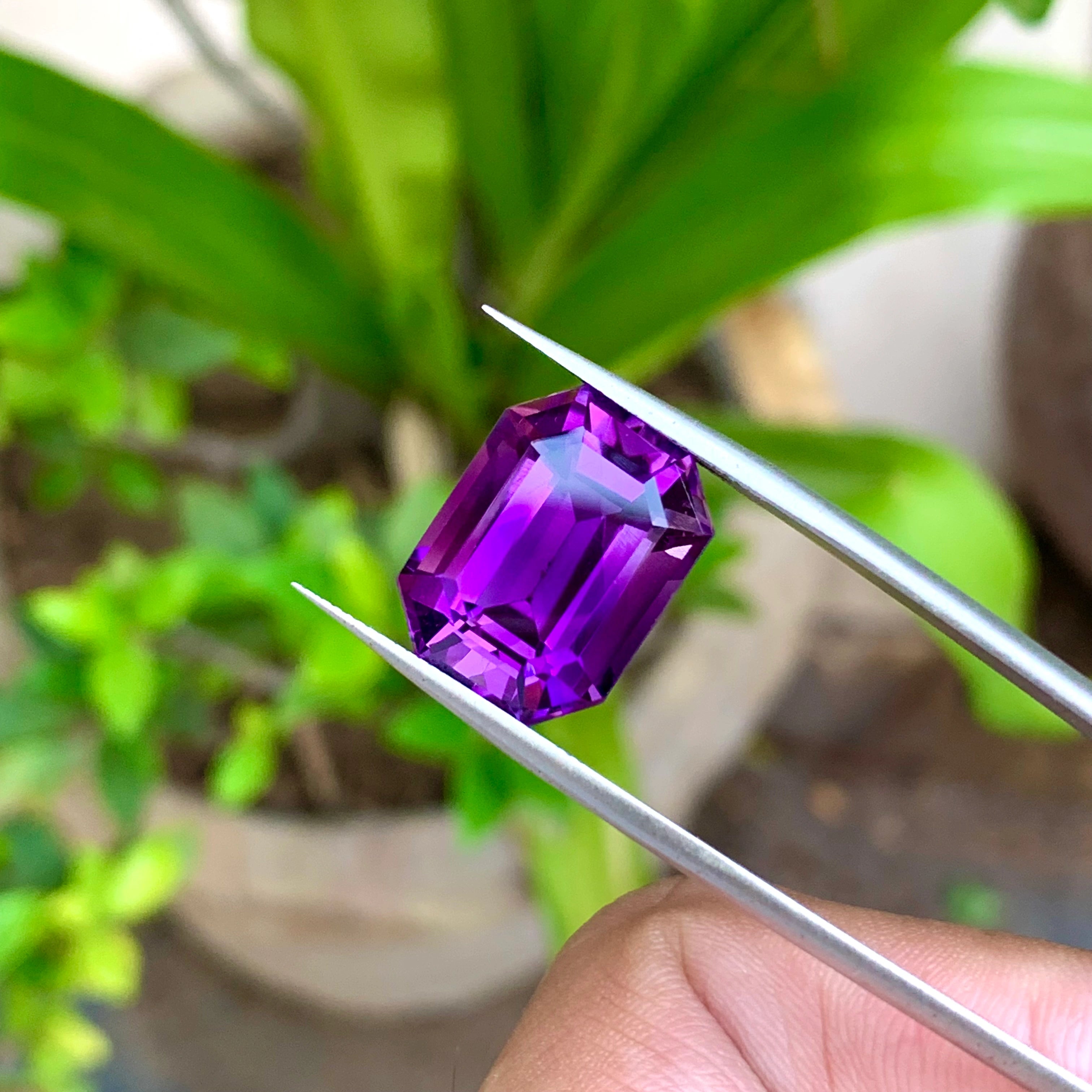 13.25 Carats Loose Amethyst Emerald Cut African Gemstone