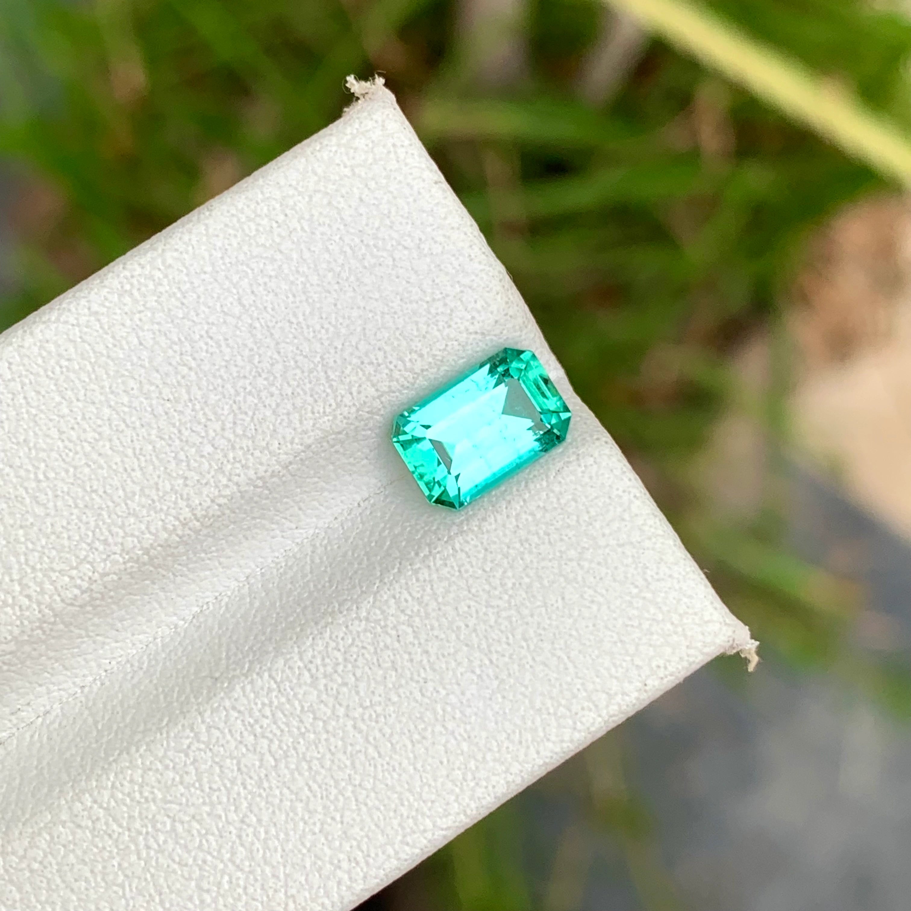 1.65 Carats Lagoon Color Tourmaline Stone Emerald Cut - Natural Loose Afghan Stone