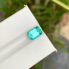 1.65 Carats Lagoon Color Tourmaline Stone Emerald Cut - Natural Loose Afghan Stone