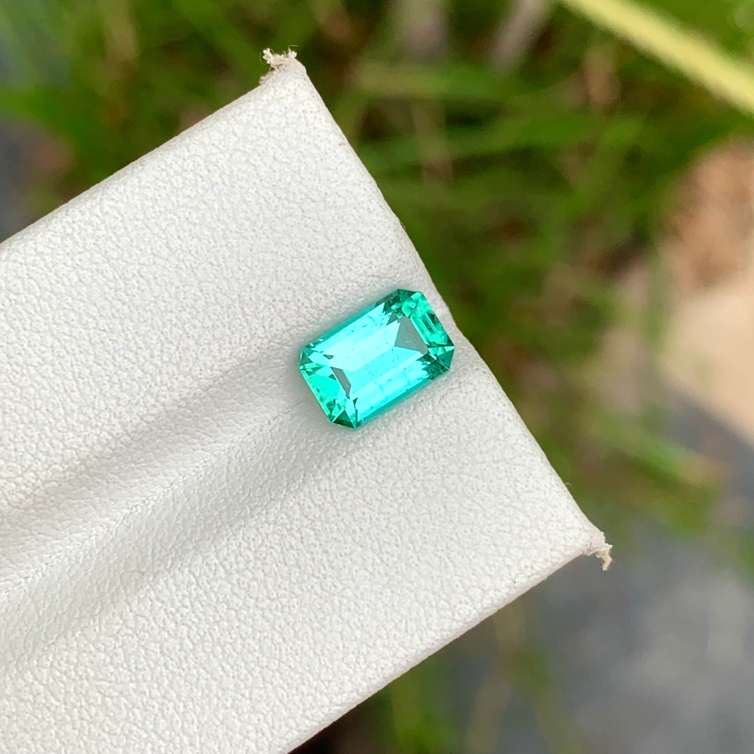1.65 Carats Lagoon Color Tourmaline Stone Emerald Cut - Natural Loose Afghan Stone