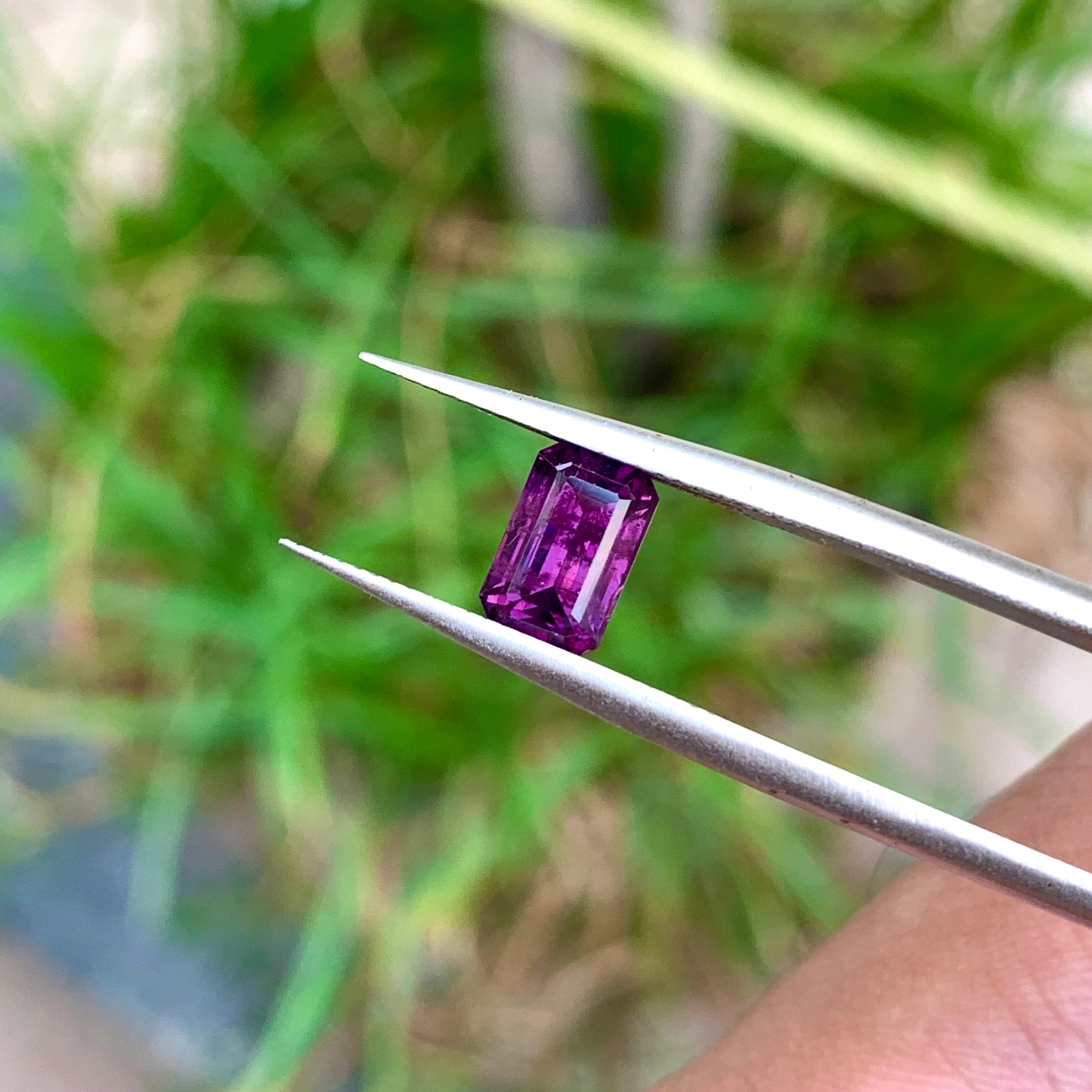 1.60 Carats Natural Madagascar Spinel Dark Magenta Color - Emerald Cut Loose Gemstone