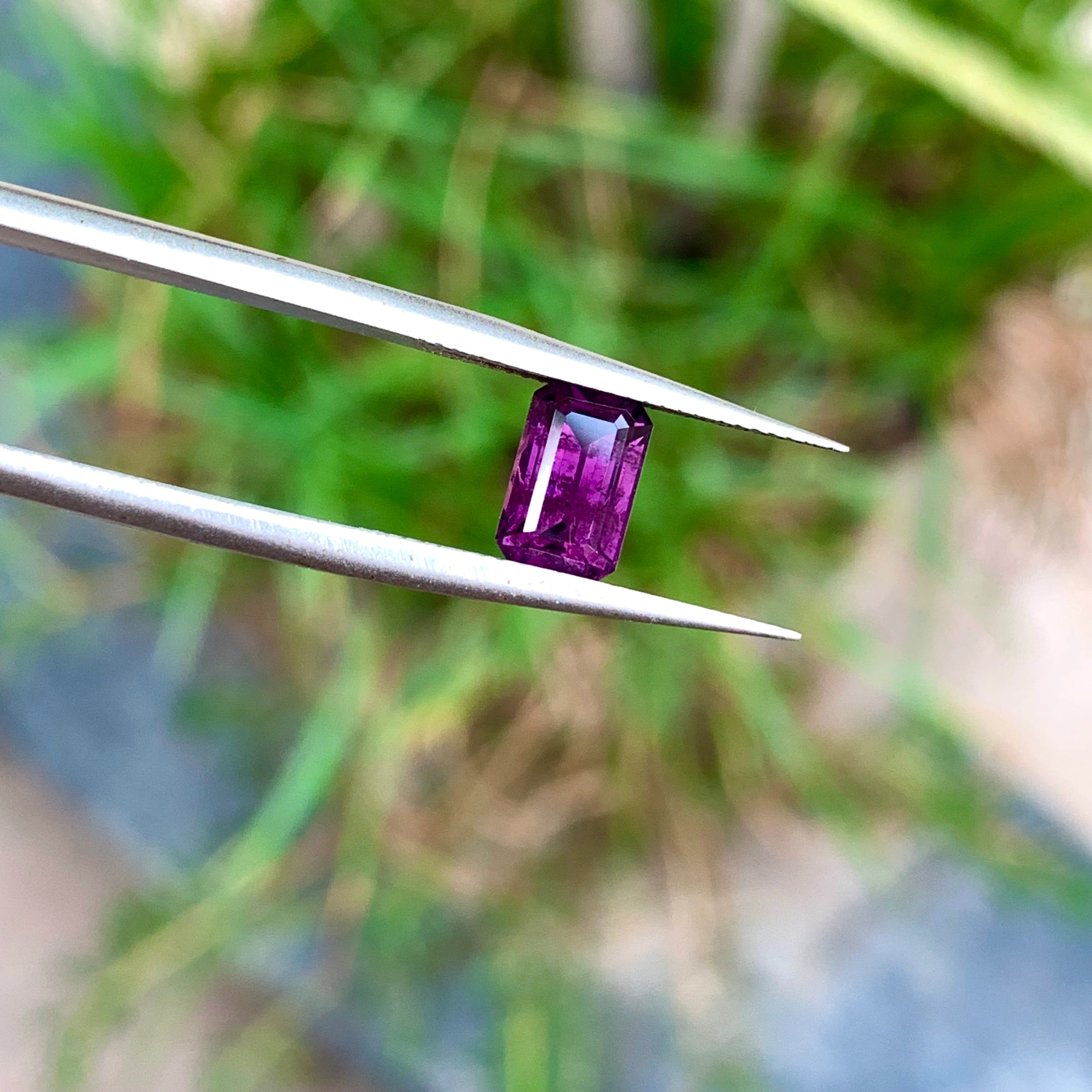 1.60 Carats Natural Madagascar Spinel Dark Magenta Color - Emerald Cut Loose Gemstone