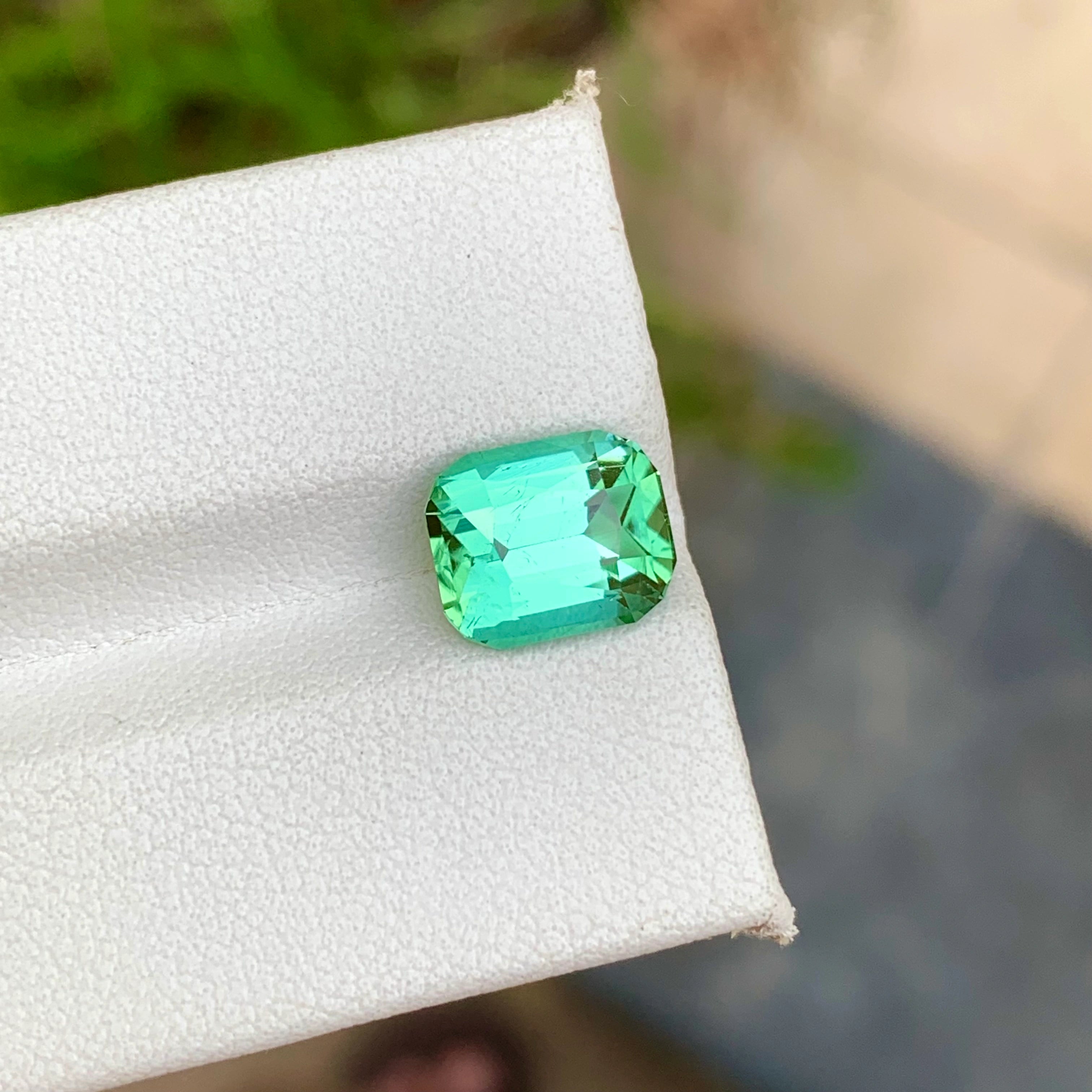 3.15 Carats Natural Mint Green Tourmaline Cushion Cut Loose Afghan Gemstone