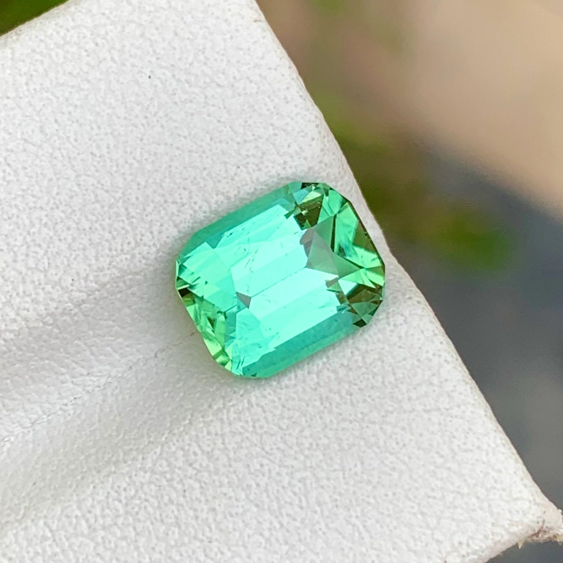 3.15 Carats Natural Mint Green Tourmaline Cushion Cut Loose Afghan Gemstone