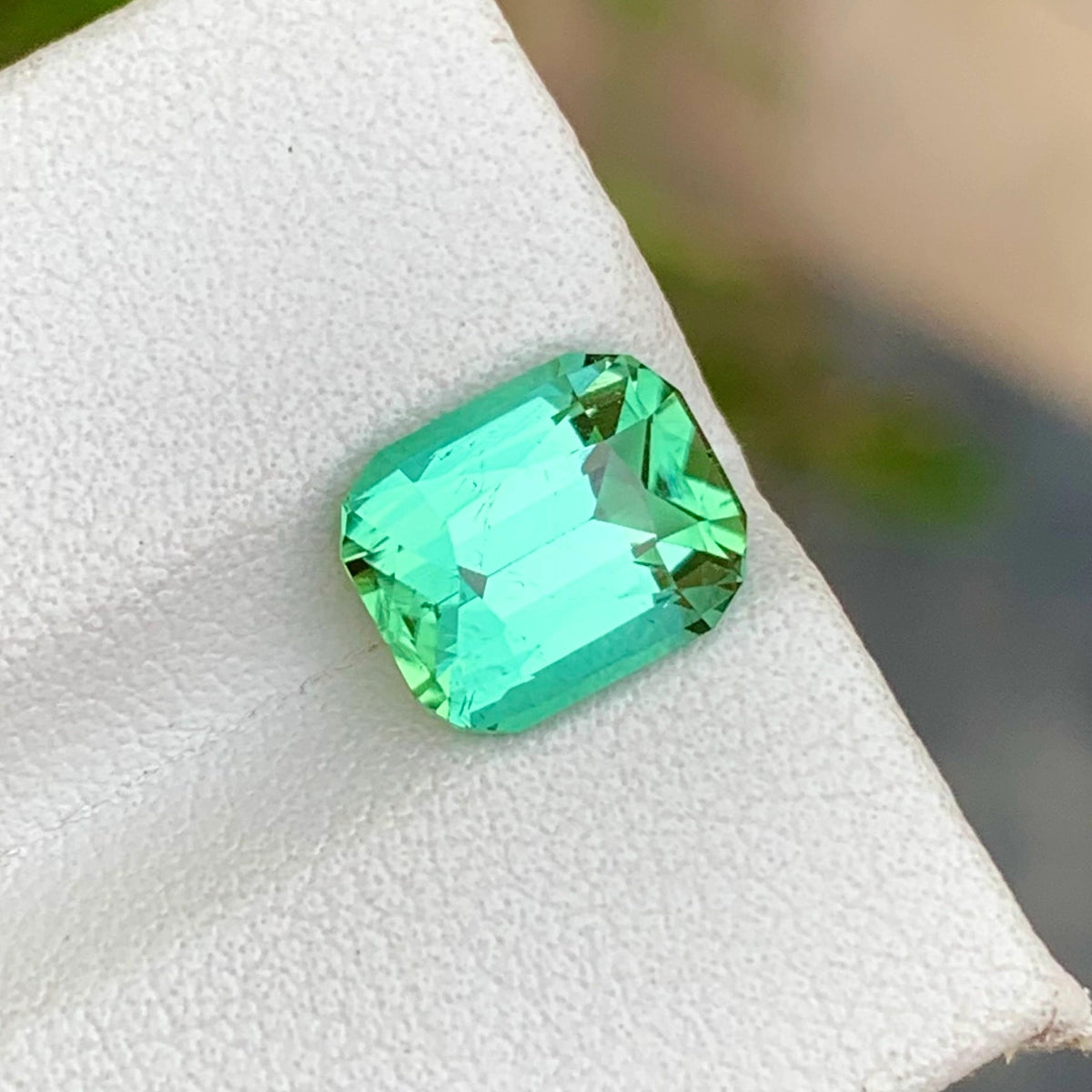 3.15 Carats Natural Mint Green Tourmaline Cushion Cut Loose Afghan Gemstone