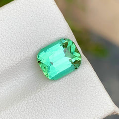3.15 Carats Natural Mint Green Tourmaline Cushion Cut Loose Afghan Gemstone
