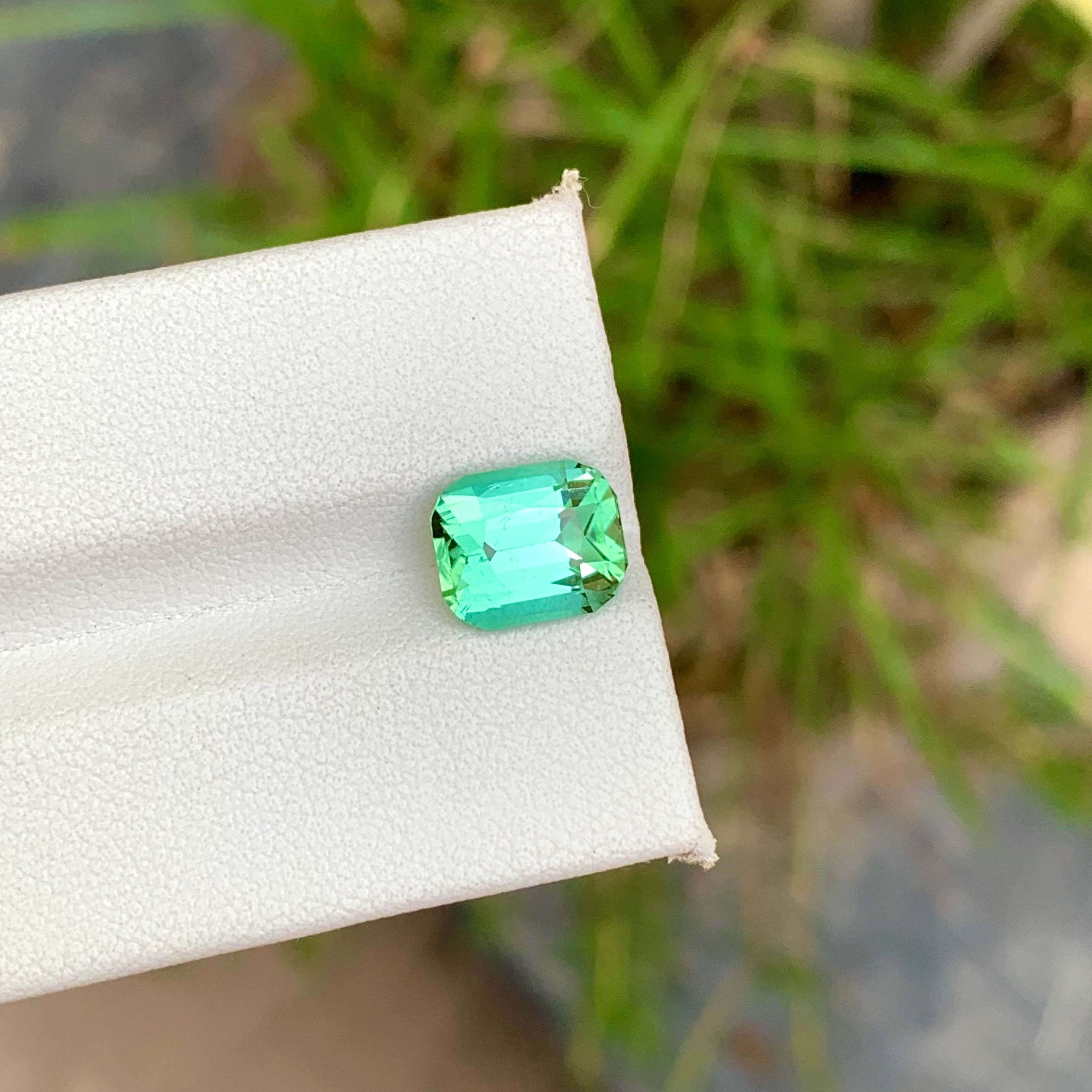 3.15 Carats Natural Mint Green Tourmaline Cushion Cut Loose Afghan Gemstone