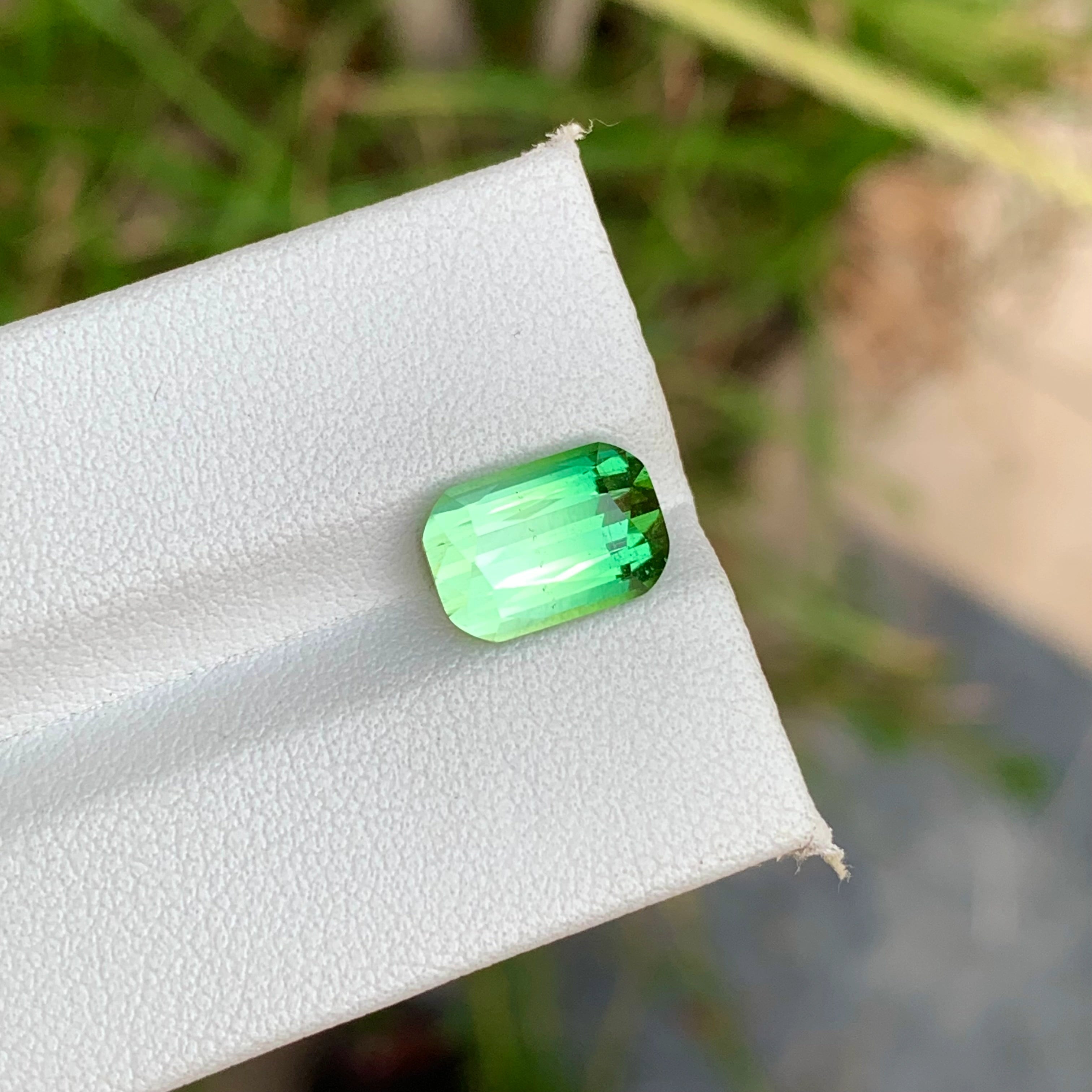 3.65 Carats Natural Green Bicolor Tourmaline Stone Cushion Shape Loose Afghan Gemstone