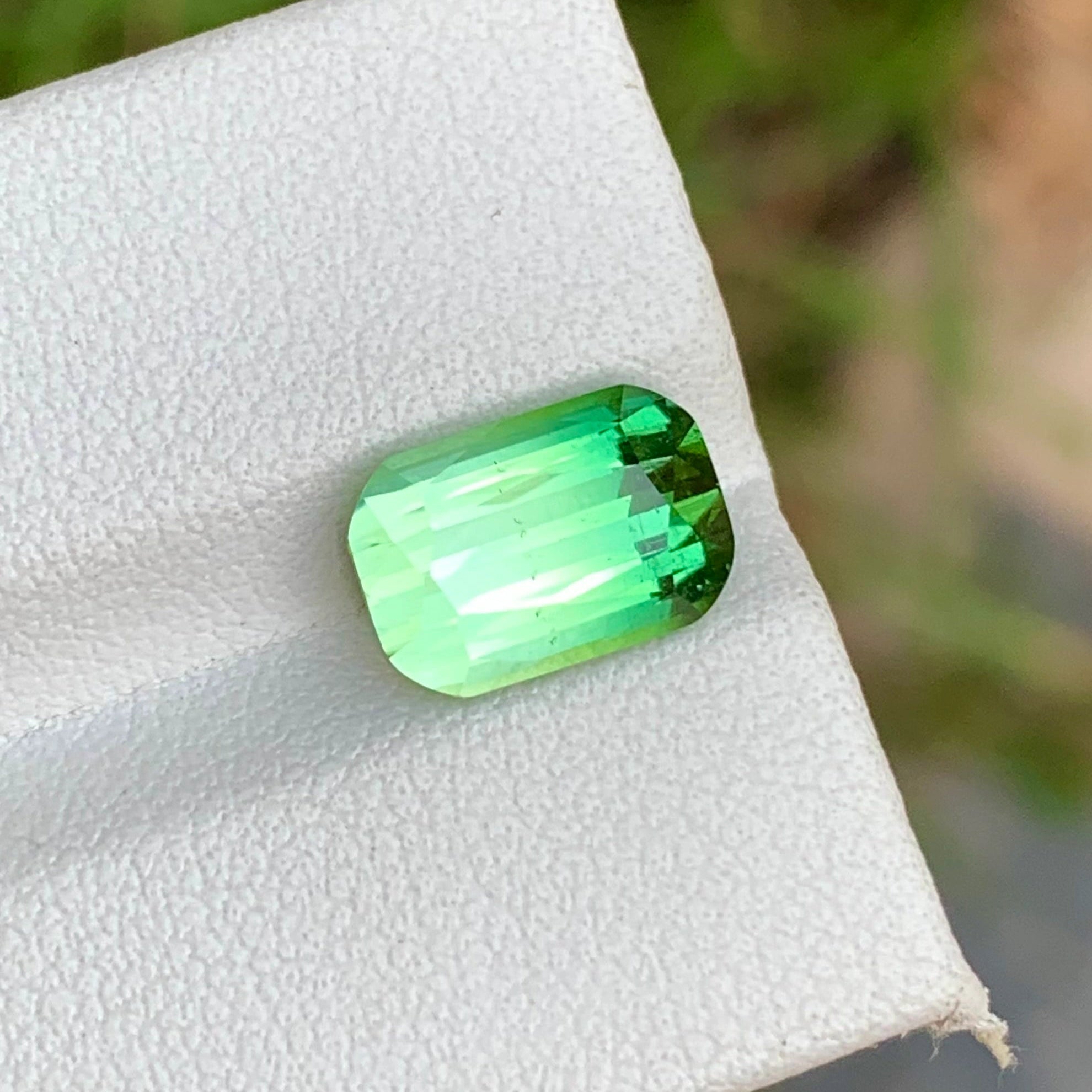3.65 Carats Natural Green Bicolor Tourmaline Stone Cushion Shape Loose Afghan Gemstone