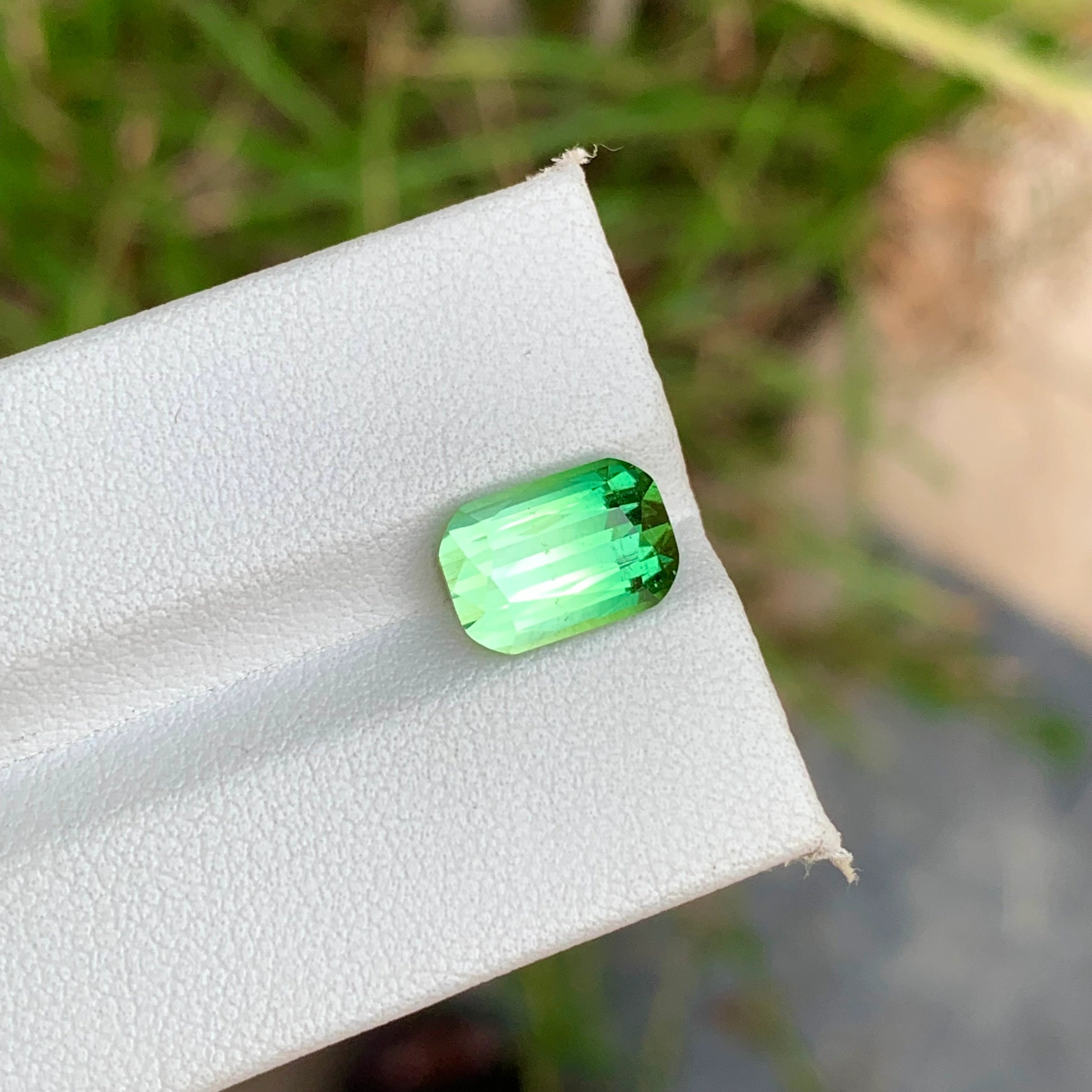 3.65 Carats Natural Green Bicolor Tourmaline Stone Cushion Shape Loose Afghan Gemstone