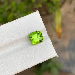3.45 Carats Loose Apple Green Peridot Natural Cushion Cut Stone From Pakistan
