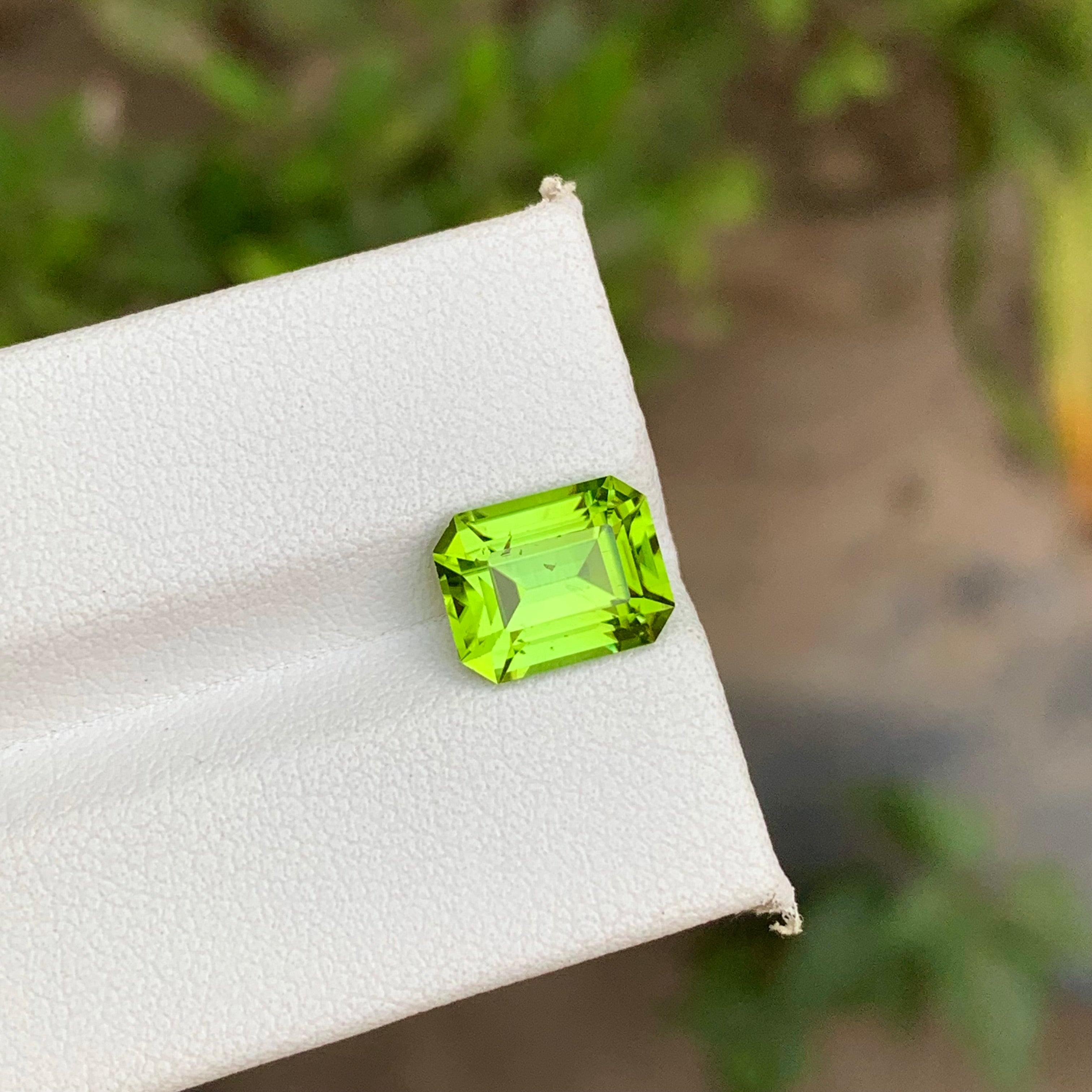 3.75 Carats Emerald Cut Apple Green Peridot From Pakistan