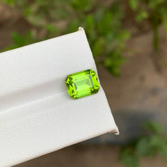 3.75 Carats Emerald Cut Apple Green Peridot From Pakistan